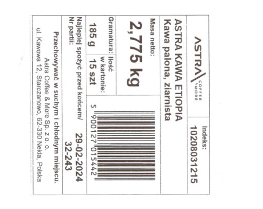Arabica Astra AST.BRA.MOG.185G.ZIA zrnková káva 193 g