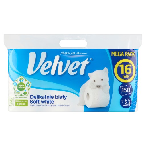 VELVET jemný biely toaletný papier 16