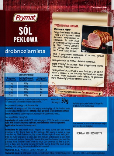 PRYMAT JEMNOZRNNÁ KONZORNÁ SOĽ na konzervovanie mäsa, rýb a zeleniny 50G