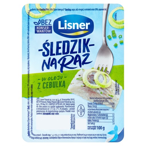 JEDNOTLIVÝ SLEDE V OLEJU S CIBUĽOU 100g LISNER