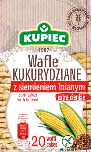 KUPIEC Kukuričné oblátky s ľanovým semienkom extra tenké 20 oblátok 105g