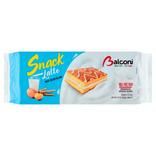 Balconi Snack Latte piškótový chlebíček s mliečnym krémom 280 g