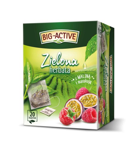 BIG-ACTIVE zelený čaj (20 vrecúšok) RASPBERRY-MAR