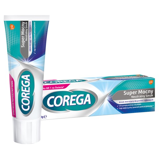 Corega, lepiaci krém na zubné protézy, super silná, neutrálna chuť, 40 g