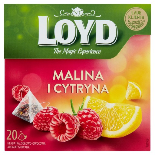 Ovocný čaj v pyramídach Loyd malina a citrón 20 ks