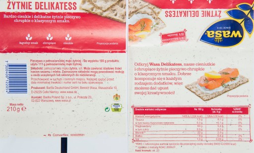 WASA DELICATE chrumkavý chlieb RAŽNÝ DELIKATESS 210G