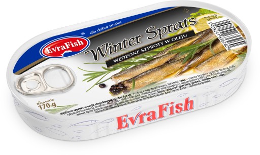 ŠPROTY ÚDENÉ V ZIMNOM OLEJI 170g EVRA RYBA