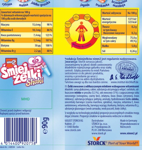 STORCK ŚMIEJŻELKI NIMM2 SHAKI 90G ..