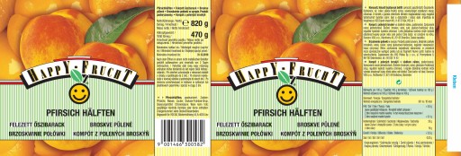 Happy Frucht Polovičky broskyne 820 g