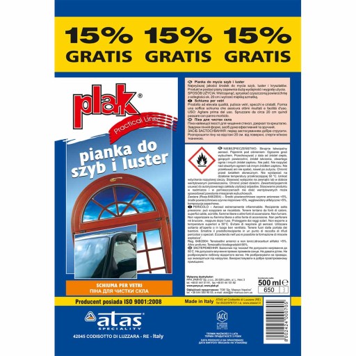 PLAK PRAKTICKÁ PENA NA ČISTENIE OKIEN A ZRKADIEL 500ml
