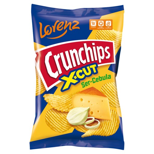 CRUNCHIPS X-CUT ZEMIAKOVÉ ČÍPKY SYR A CIBUĽA 140