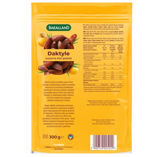 Bakalland Sušené datle, celé ovocie, 300 g
