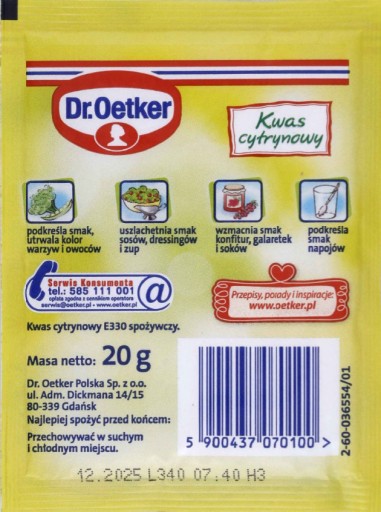 DR. OETKER KYSELINA CITRÓNOVÁ 20 g
