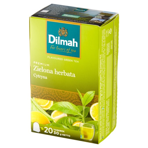 DILMAH GREEN TEA GREEN TEA & LEMON citrónová príchuť 20 VRECOV