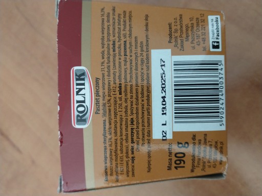 Rolnik Pečená bravčová paštéta v dóze, 230 ml