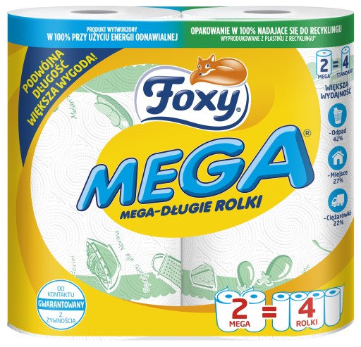 Foxy Mega - Kuchynská utierka, 2-vrstvová, biela