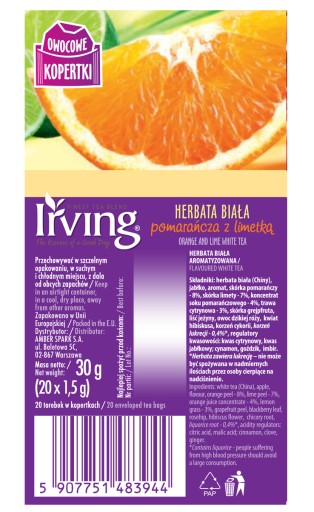 IRVING Biely pomarančový limetkový čaj 20 vrecúšok