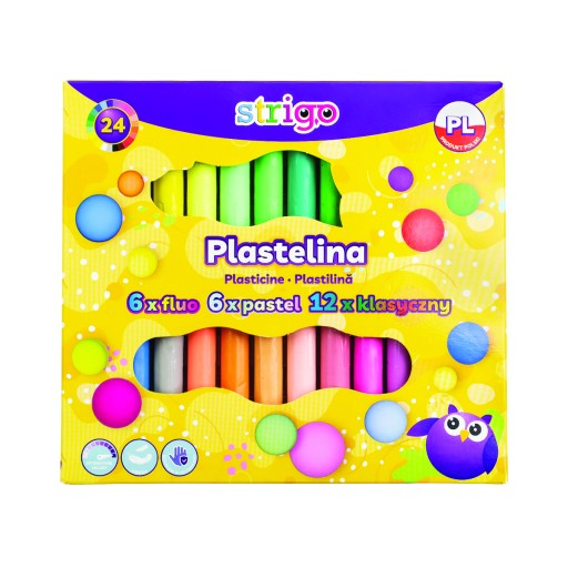 Plastelína 24 farieb fluo + pastel Strigo