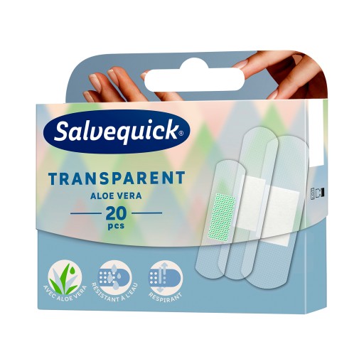 Salvequick Transparent Aloe Vera vodeodolné náplasti 20 ks.