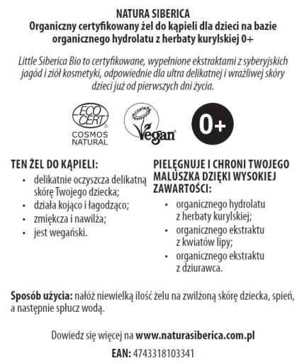 Siberica Kúpeľový gél pre dojčatá 250 ml