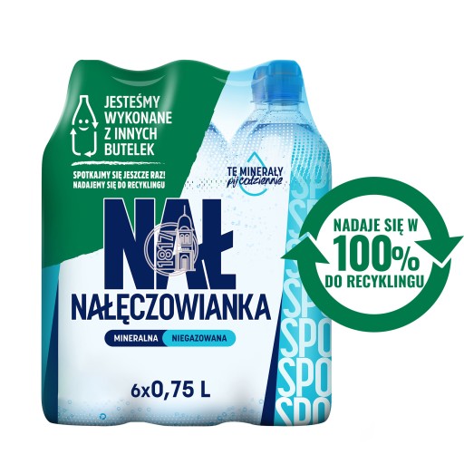 Nałęczowianka neperlivá voda Športový pohár 0,75 L rPET x 6 ks