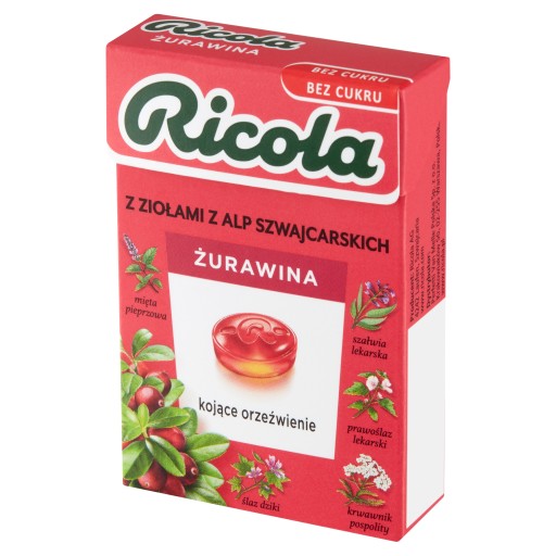 Ricola Cranberry Švajčiarske bylinkové cukríky 27,5g