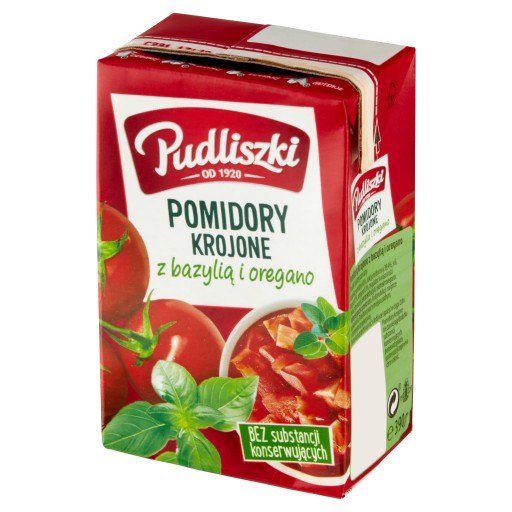 Pudliszki Plátky paradajok s bazalkou oregano 390g