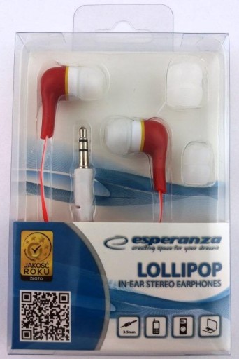 EH146R Lollipop slúchadlá do uší červené Esperan