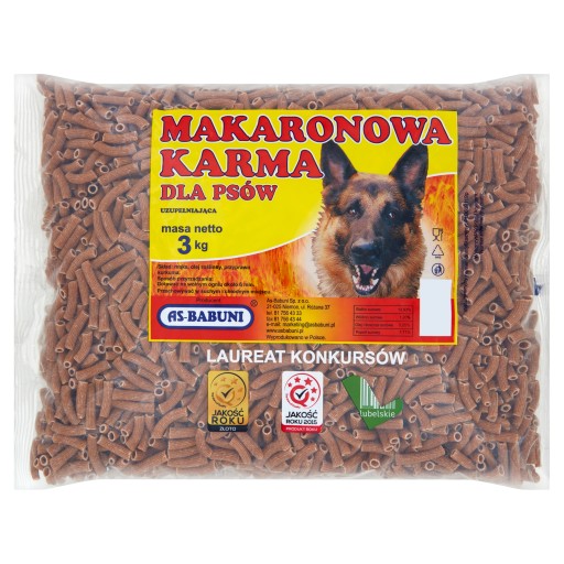 Cestoviny krmivo pre psov 3kg AS BABUNI