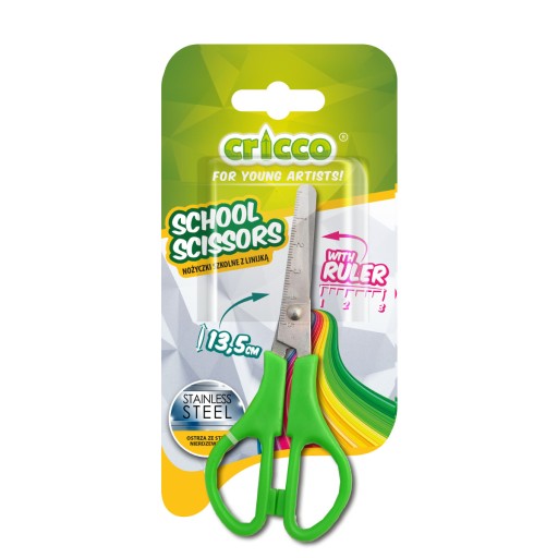 Školské nožnice s pravítkom 13,5 cm CRICCO