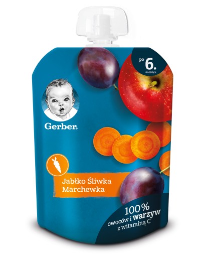Gerber Mousse Dessert Jablko Slivka Mrkva po 6 mesiacoch 80 g