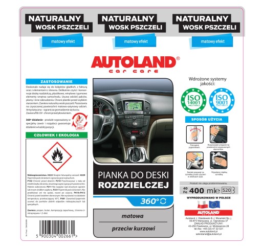 AUTOLAND COSMETICS QUICK COCKPIT PENA MATNÁ 400ML