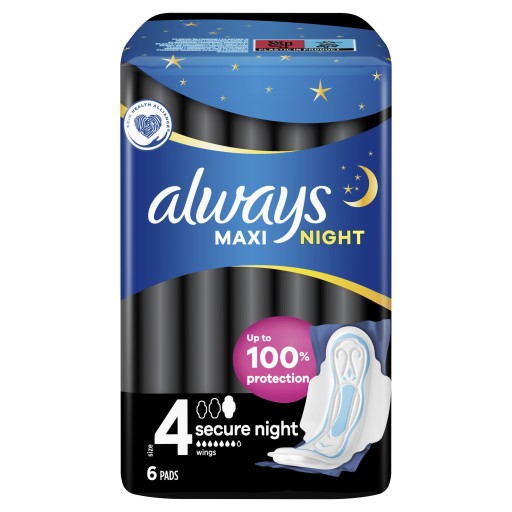 Hygienické vložky Always Maxi Secure Night veľkosť 4, 6 ks