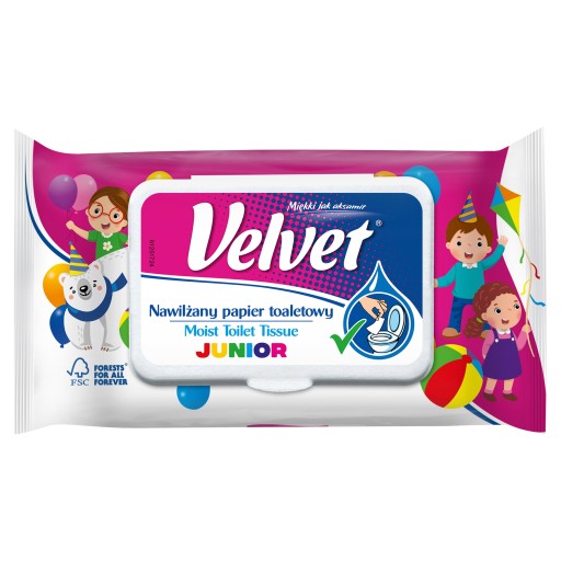 Zamatový vlhčený toaletný papier JUNIOR 48 ks
