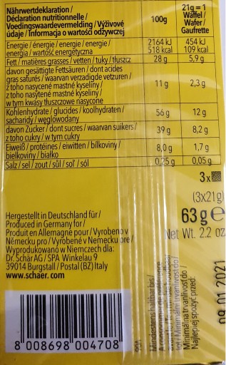 Schar Noccioli Oblátky s lieskovoorieškovým krémom 3x 21 g 63 g