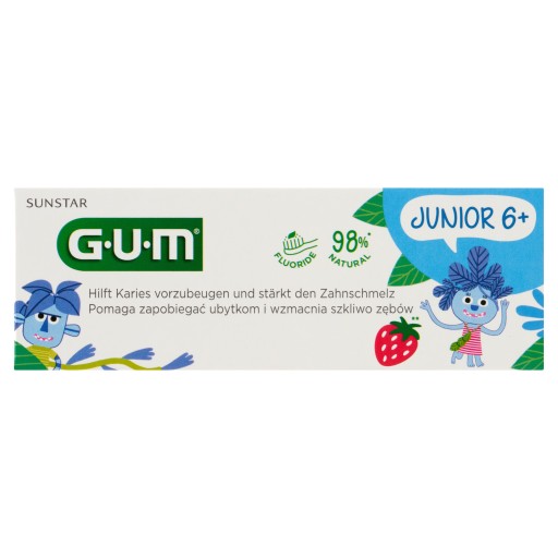 GUM Permanentná zubná pasta pre deti Junior 7+ jahoda