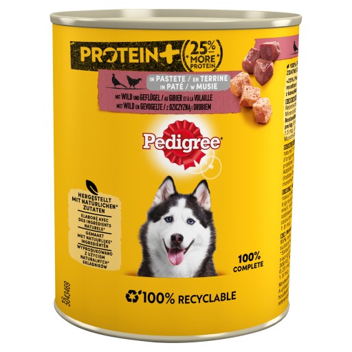Pedigree Adult Protein+ Mokré krmivo pre psov Srnčia pena s hydinou 800 g