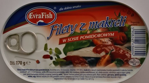 EVRA Filet z makrely v paradajkách Evrafish 0,17 kg