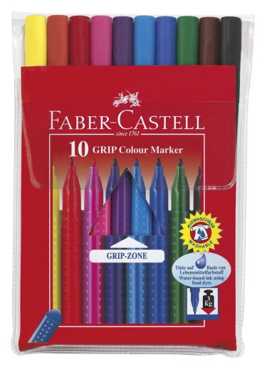 Trojhranné fixy Faber-Castell zo série Grip, 10 farieb
