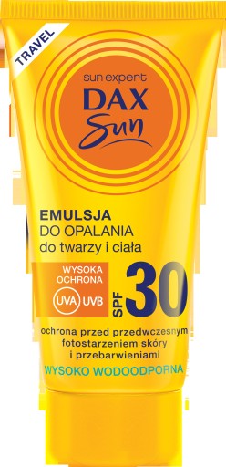 Cestovná opaľovacia emulzia na tvár a telo Dax Sun SPF 30