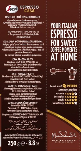 Segafredo Espresso Casa mletá káva 250g
