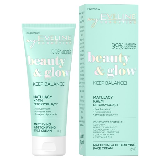 Eveline Cosmetics Beauty&Glow zmatňujúci a detoxikačný krém na tvár