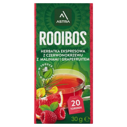 Bylinkový čaj vo vrecúškach Astra Rooibos malina a grapefruit 20 ks x4