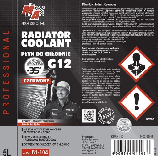 MA Professional G12 chladiaca kvapalina 61-104 červená 5 l