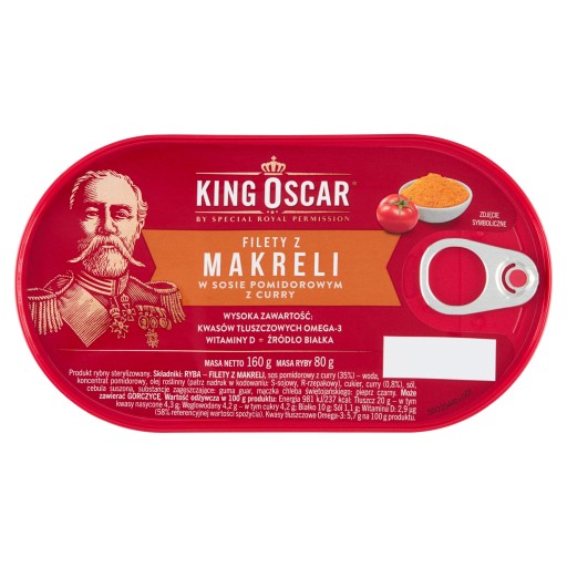 Filety z makrely v paradajkovej omáčke s kari 160G King Oscar