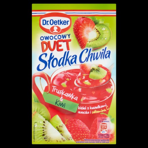DR. Oetker Słodka Chwila Ovocný duet Jahoda & Kiwi želé s kúskami