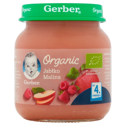 Gerber mousse Bio Jablkový malinový dezert 125 g
