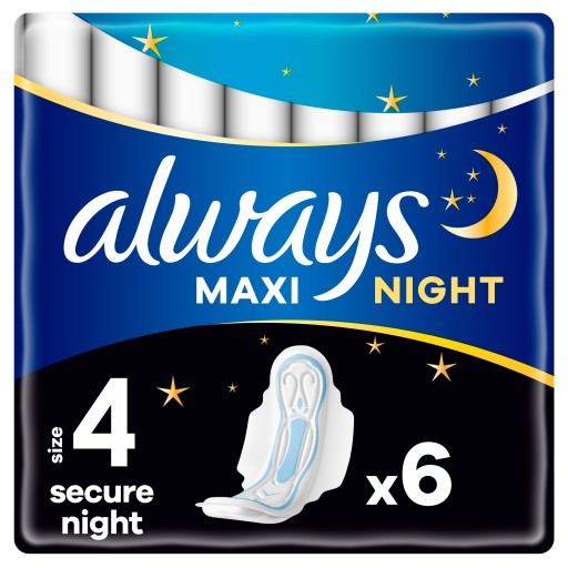 ALWAYS Classic MAXI NIGHT hygienické vložky s krídelkami veľkosť 4 SECURE NIGHT 6 ks