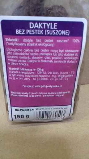 Bio Planet Sušené datle bez semien, bez lepku, BIO 150g