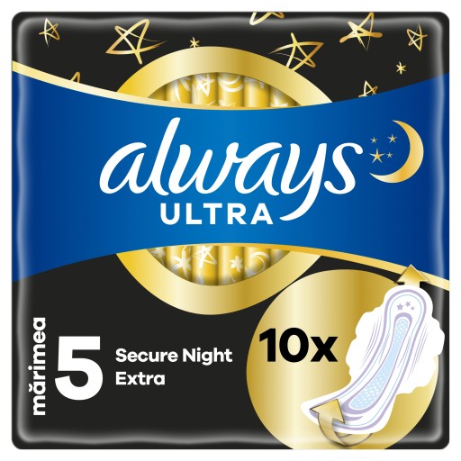 Vložky Always Ultra Secure Night Extra (veľkosť 5) s krídelkami x10